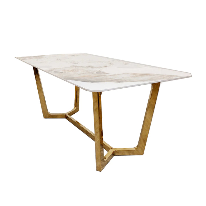 Lucian Gold 1.8m x 90cm Dining Table with Sintered Stone Top