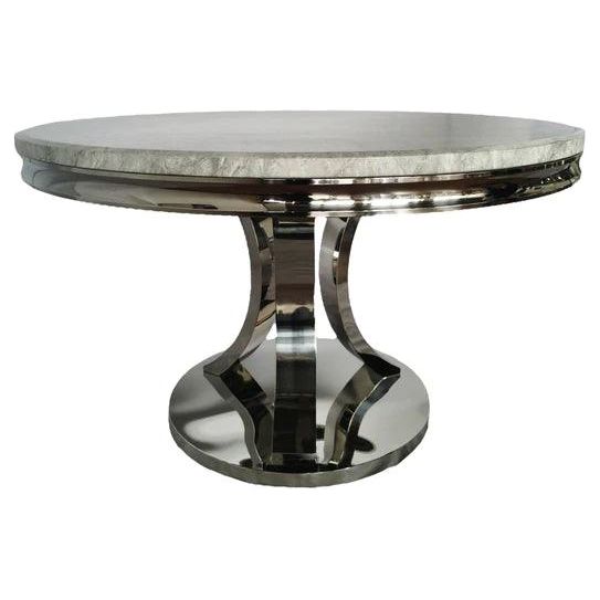 London round marble dining table 130cm diameter with Chrome metal frame