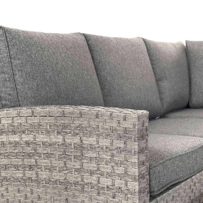 Iris grey outdoor rattan corner sofa with rising table