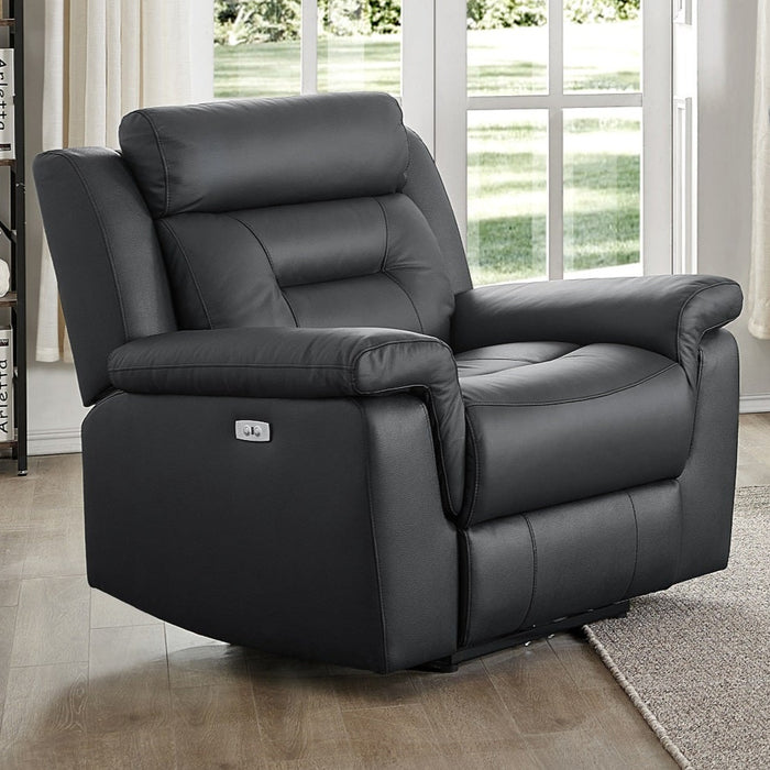 Milan Black or grey real leather electric recliner armchair