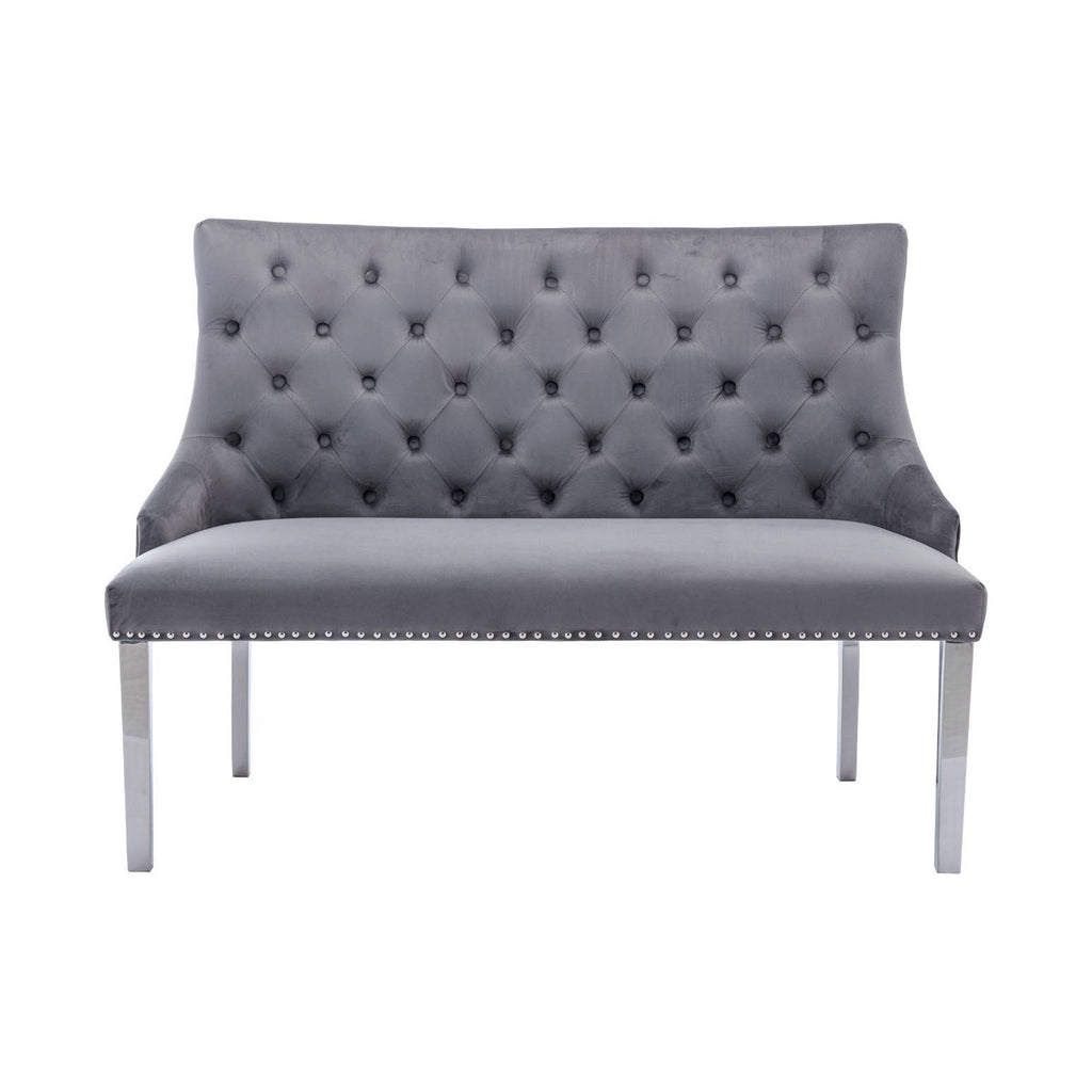 Bentley Majestic grey plush velvet large dining bench