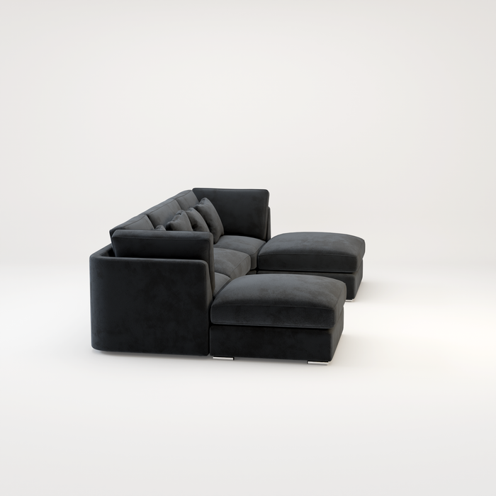 Belgravia U Shape Corner Sofa Set In Plush Grey Fabric