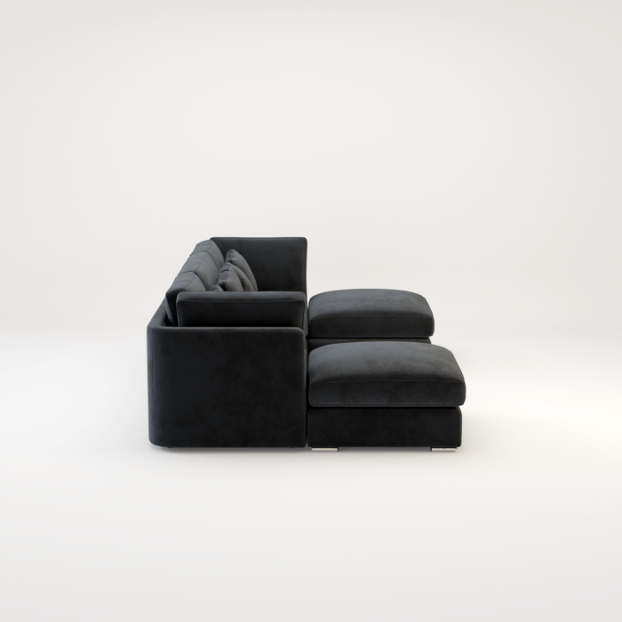 Belgravia U Shape Corner Sofa Set In Plush Grey Fabric