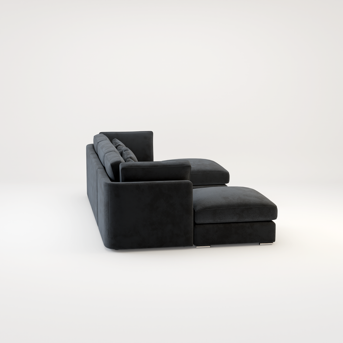 Belgravia U Shape Corner Sofa Set In Plush Grey Fabric