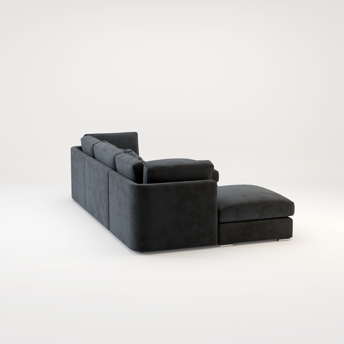 Belgravia U Shape Corner Sofa Set In Plush Grey Fabric