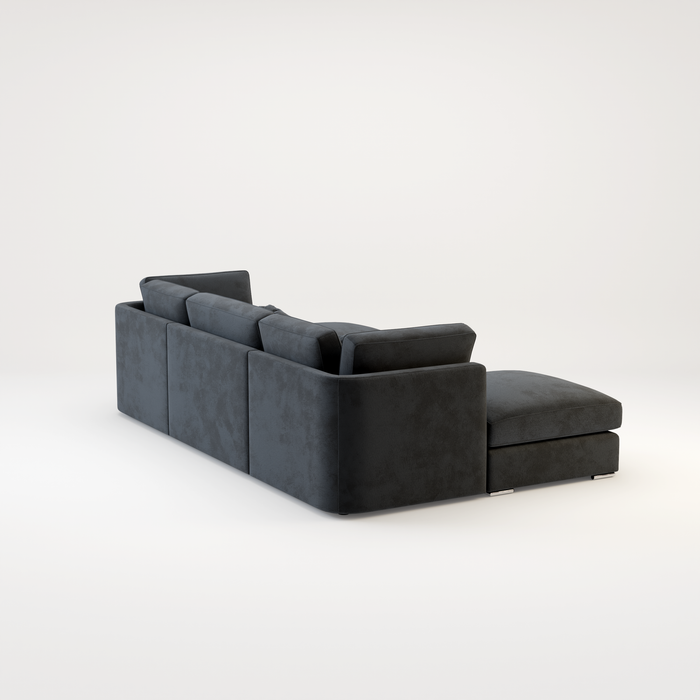 Belgravia U Shape Corner Sofa Set In Plush Grey Fabric