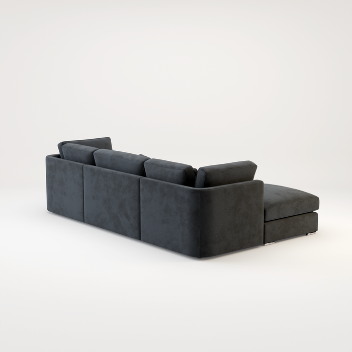 Belgravia U Shape Corner Sofa Set In Plush Grey Fabric