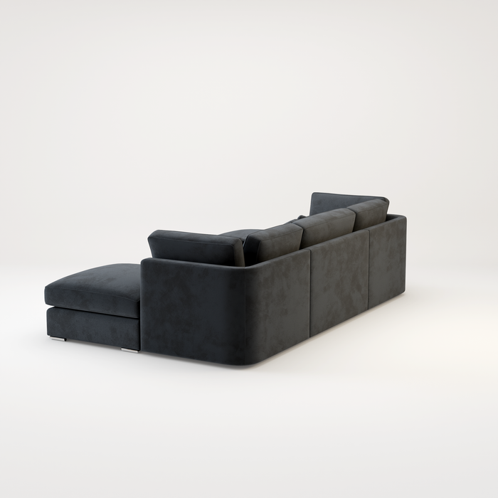 Belgravia U Shape Corner Sofa Set In Plush Grey Fabric