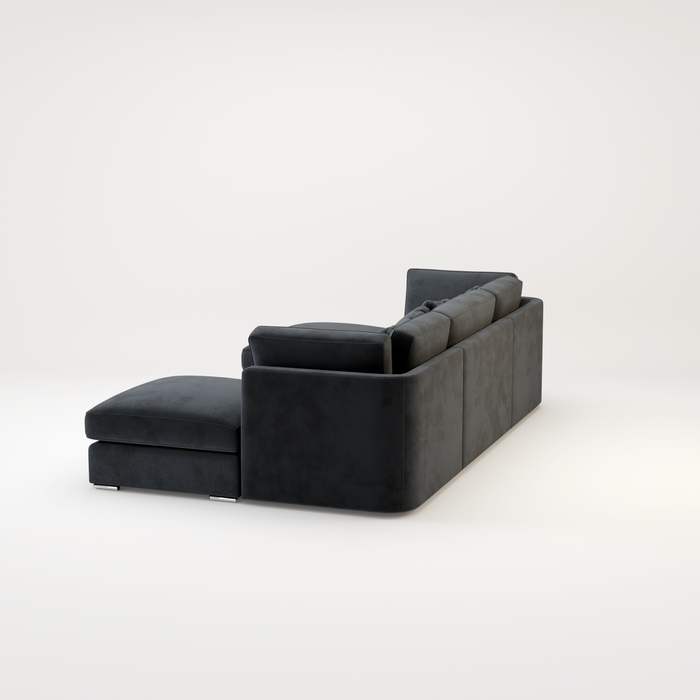 Belgravia U Shape Corner Sofa Set In Plush Grey Fabric