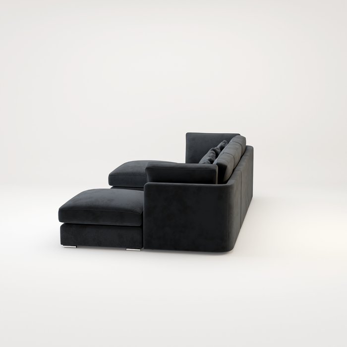 Belgravia U Shape Corner Sofa Set In Plush Grey Fabric