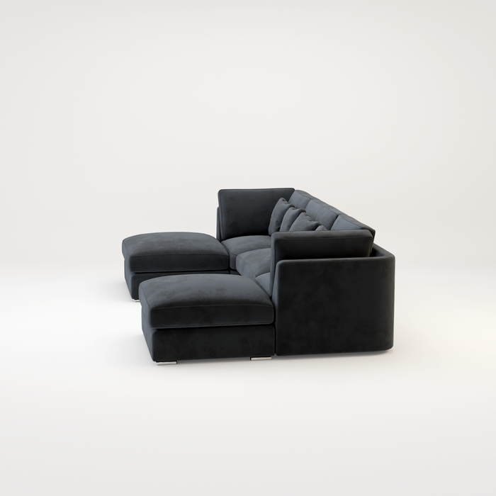 Belgravia U Shape Corner Sofa Set In Plush Grey Fabric