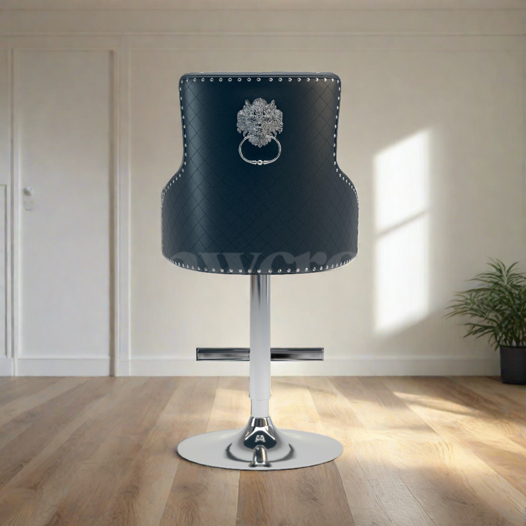 Bentley Black leather Quilted Knocker Bar Stool