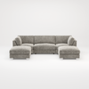 Bishop U Shape Scatter back Corner Sofa Set In Truffle Or Platinum Grey Fabric