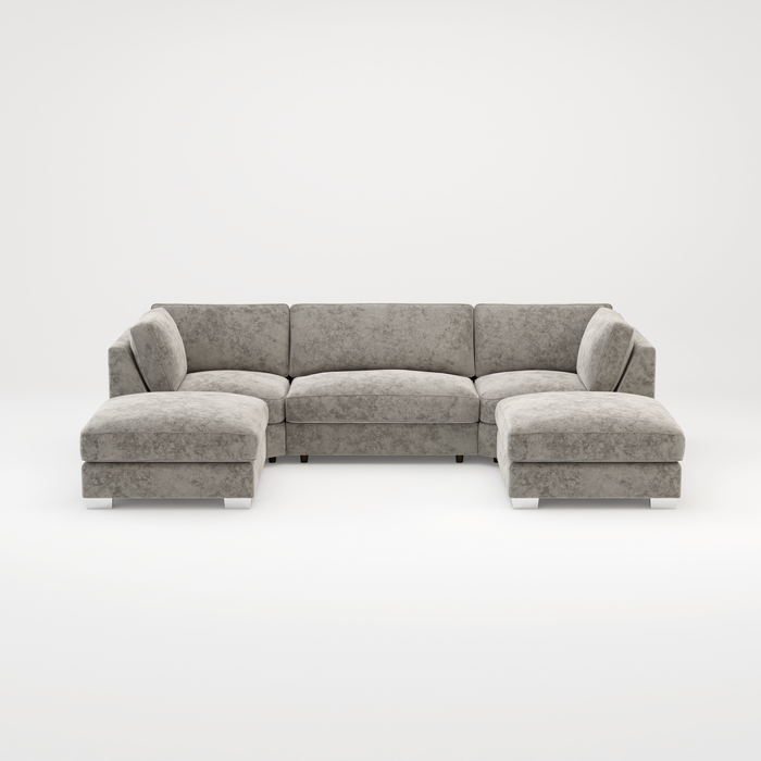 Bishop U Shape Scatter back Corner Sofa Set In Truffle Or Platinum Grey Fabric