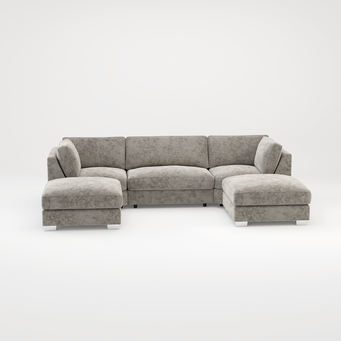 Bishop U Shape Scatter back Corner Sofa Set In Truffle Or Platinum Grey Fabric