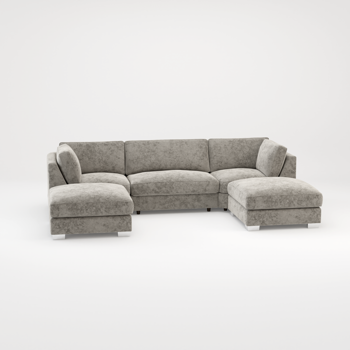 Bishop U Shape Scatter back Corner Sofa Set In Truffle Or Platinum Grey Fabric