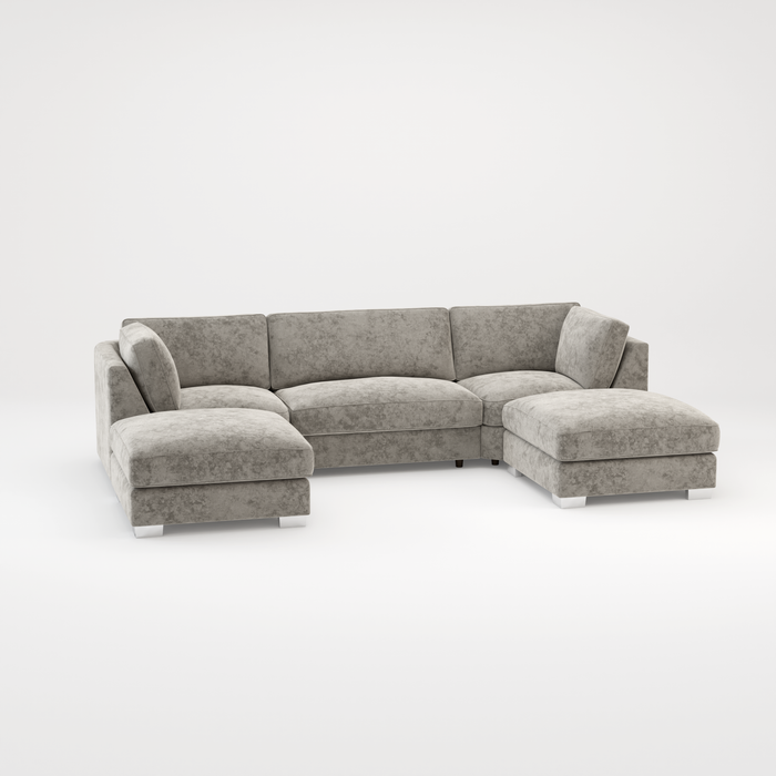 Bishop U Shape Scatter back Corner Sofa Set In Truffle Or Platinum Grey Fabric