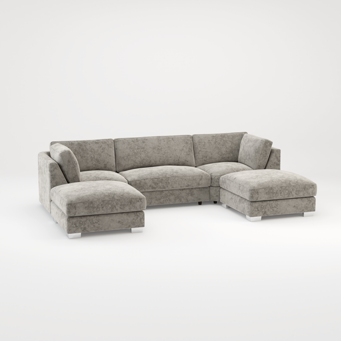 Bishop U Shape Scatter back Corner Sofa Set In Truffle Or Platinum Grey Fabric