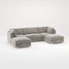 Bishop U Shape Scatter back Corner Sofa Set In Truffle Or Platinum Grey Fabric
