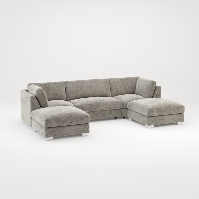 Bishop U Shape Scatter back Corner Sofa Set In Truffle Or Platinum Grey Fabric