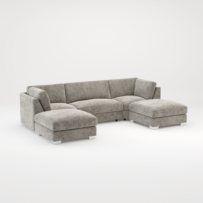 Bishop U Shape Scatter back Corner Sofa Set In Truffle Or Platinum Grey Fabric