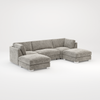 Bishop U Shape Scatter back Corner Sofa Set In Truffle Or Platinum Grey Fabric