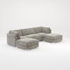 Bishop U Shape Scatter back Corner Sofa Set In Truffle Or Platinum Grey Fabric