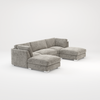 Bishop U Shape Scatter back Corner Sofa Set In Truffle Or Platinum Grey Fabric