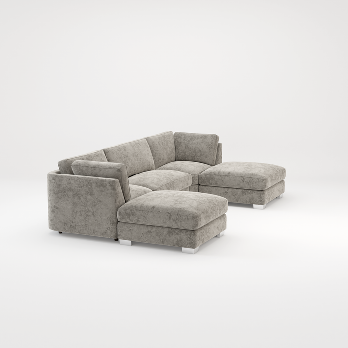 Bishop U Shape Scatter back Corner Sofa Set In Truffle Or Platinum Grey Fabric