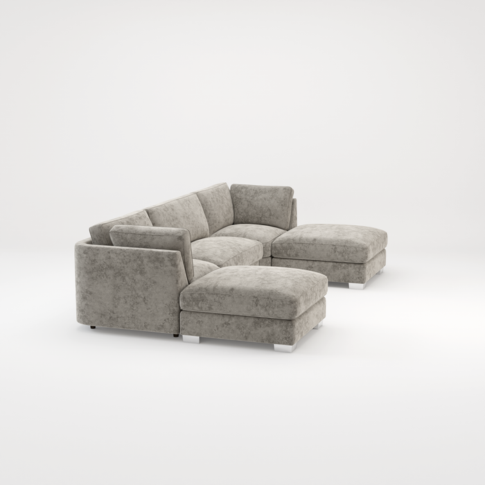 Bishop U Shape Scatter back Corner Sofa Set In Truffle Or Platinum Grey Fabric