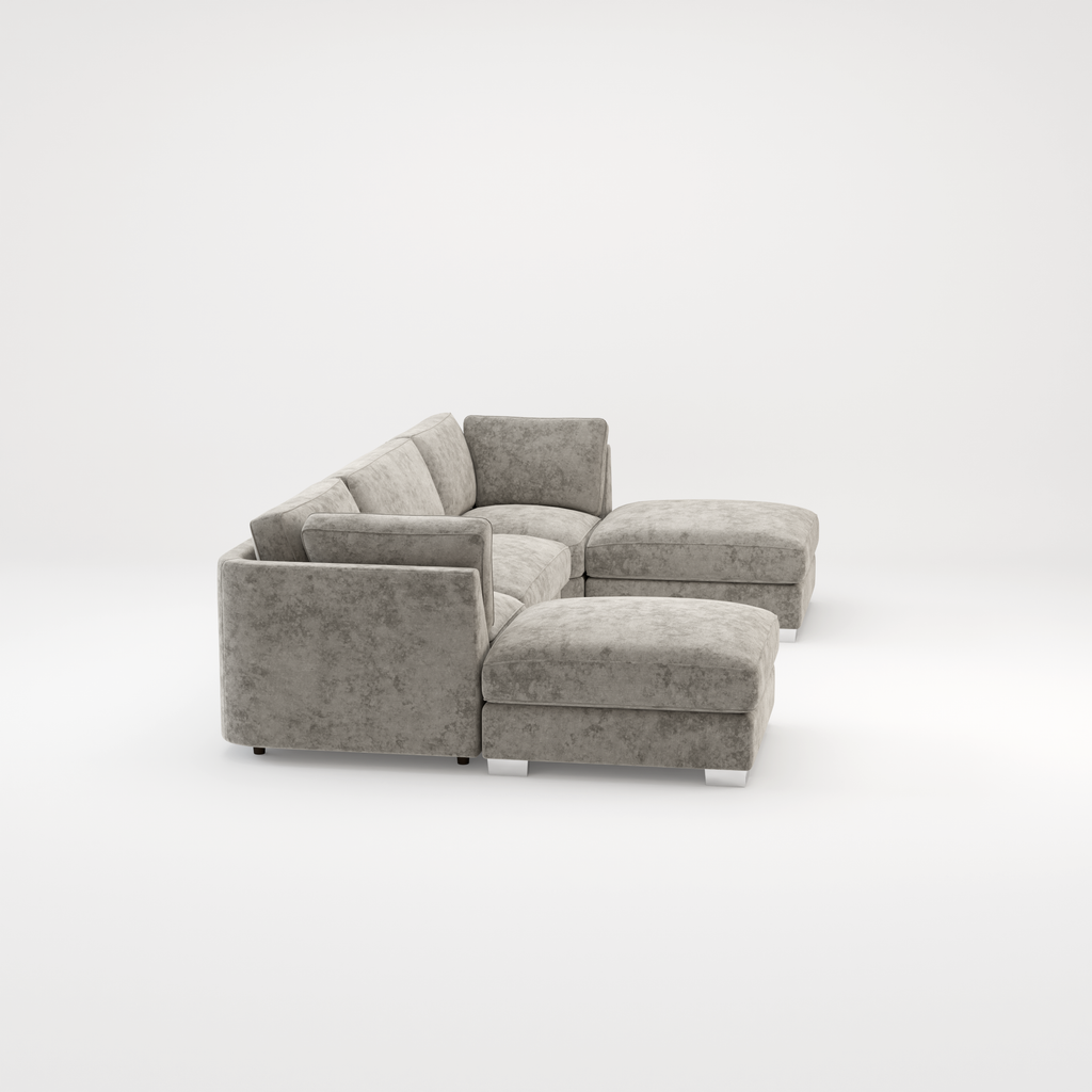 Bishop U Shape Scatter back Corner Sofa Set In Truffle Or Platinum Grey Fabric