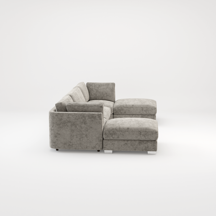 Bishop U Shape Scatter back Corner Sofa Set In Truffle Or Platinum Grey Fabric