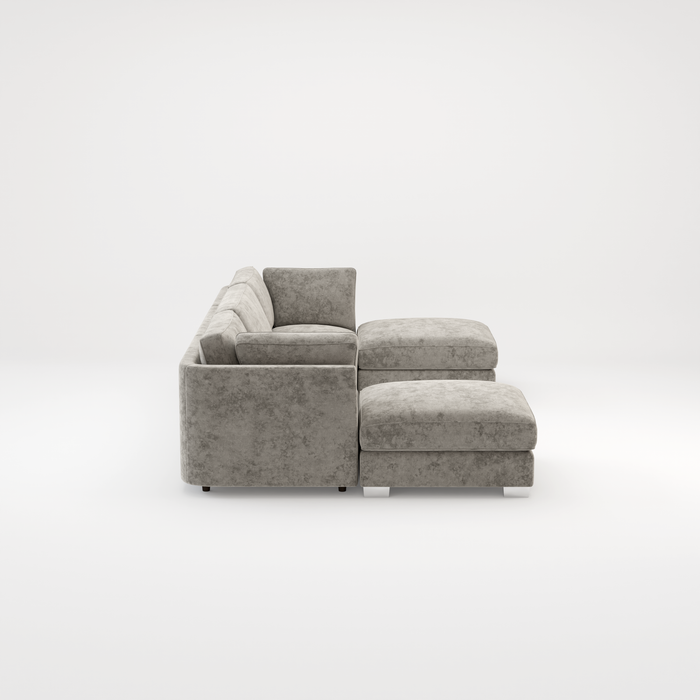 Bishop U Shape Scatter back Corner Sofa Set In Truffle Or Platinum Grey Fabric