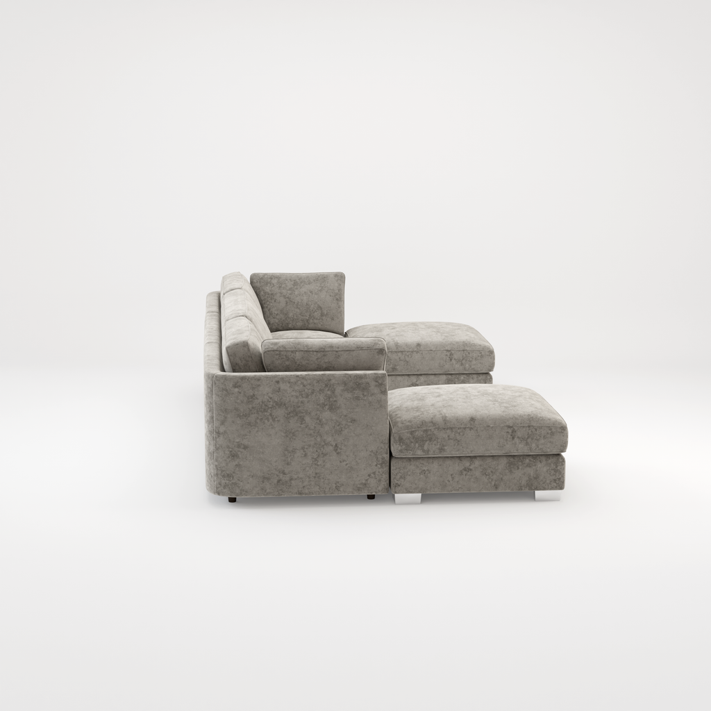 Bishop U Shape Scatter back Corner Sofa Set In Truffle Or Platinum Grey Fabric