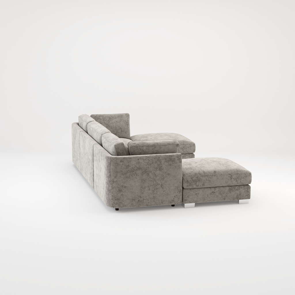 Bishop U Shape Scatter back Corner Sofa Set In Truffle Or Platinum Grey Fabric