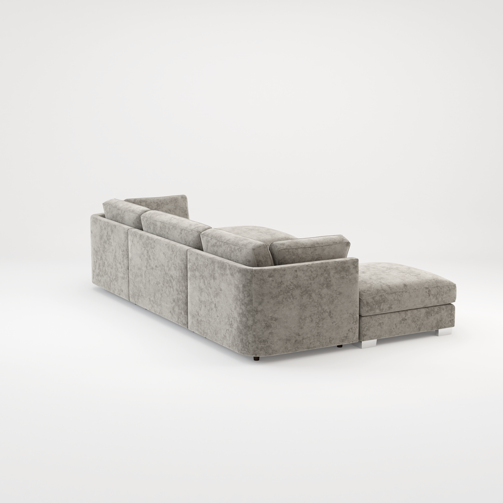 Bishop U Shape Scatter back Corner Sofa Set In Truffle Or Platinum Grey Fabric