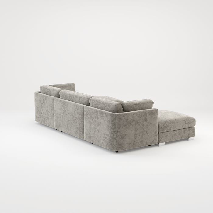 Bishop U Shape Scatter back Corner Sofa Set In Truffle Or Platinum Grey Fabric