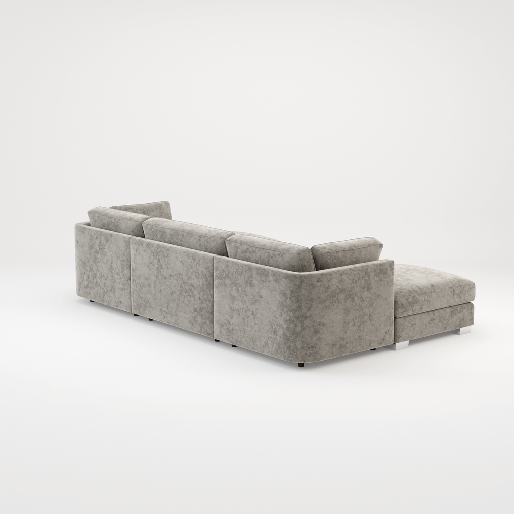 Bishop U Shape Scatter back Corner Sofa Set In Truffle Or Platinum Grey Fabric