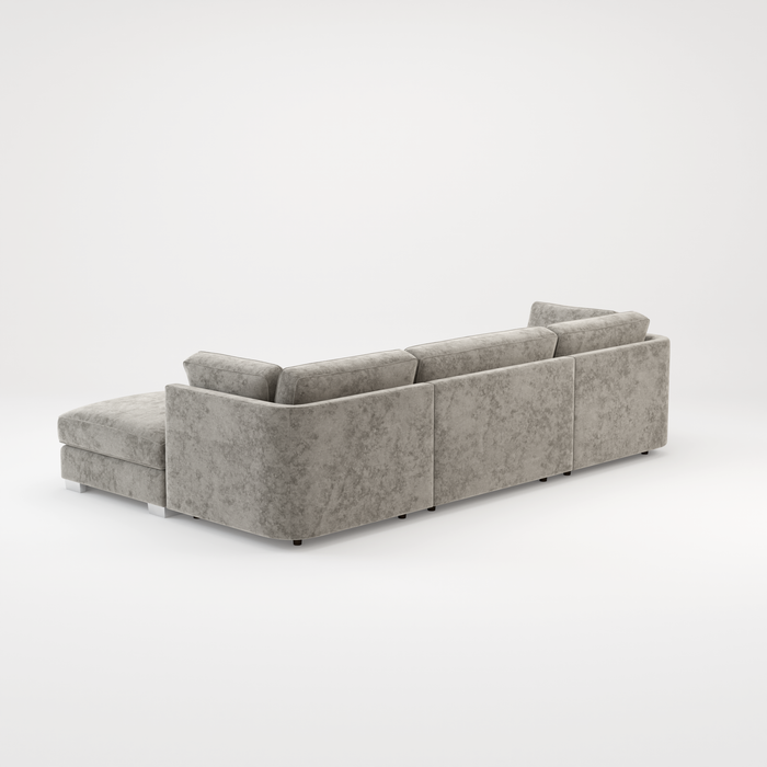 Bishop U Shape Scatter back Corner Sofa Set In Truffle Or Platinum Grey Fabric
