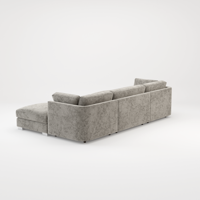 Bishop U Shape Scatter back Corner Sofa Set In Truffle Or Platinum Grey Fabric