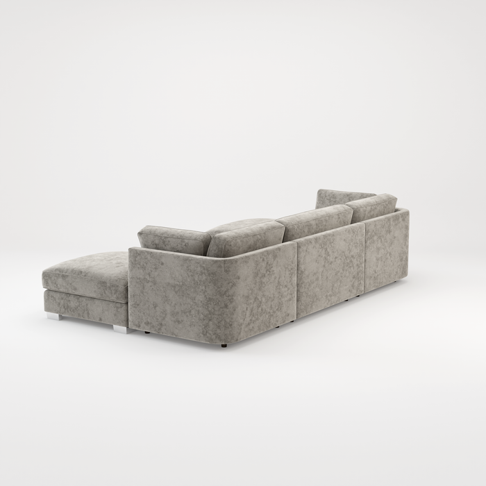 Bishop U Shape Scatter back Corner Sofa Set In Truffle Or Platinum Grey Fabric