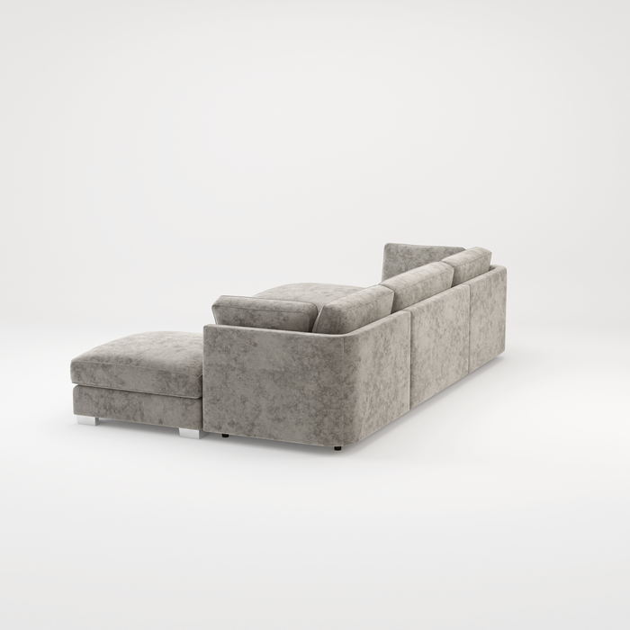 Bishop U Shape Scatter back Corner Sofa Set In Truffle Or Platinum Grey Fabric