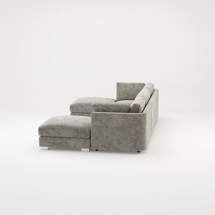 Bishop U Shape Scatter back Corner Sofa Set In Truffle Or Platinum Grey Fabric