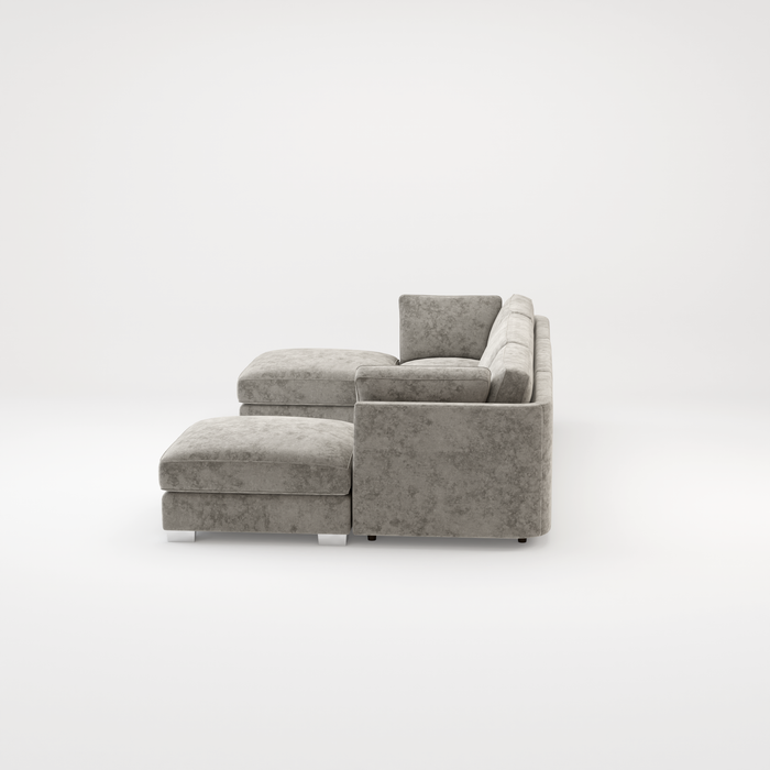 Bishop U Shape Scatter back Corner Sofa Set In Truffle Or Platinum Grey Fabric