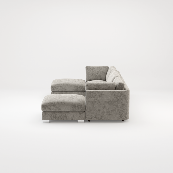 Bishop U Shape Scatter back Corner Sofa Set In Truffle Or Platinum Grey Fabric