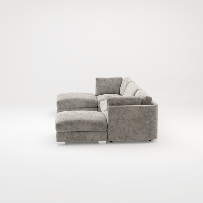 Bishop U Shape Scatter back Corner Sofa Set In Truffle Or Platinum Grey Fabric