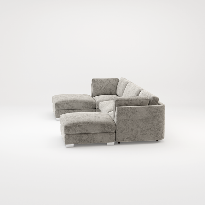 Bishop U Shape Scatter back Corner Sofa Set In Truffle Or Platinum Grey Fabric