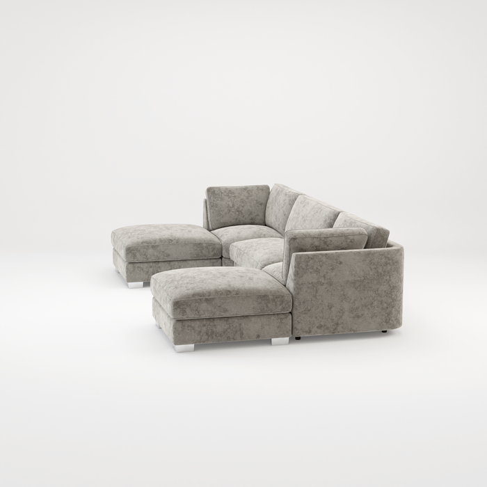 Bishop U Shape Scatter back Corner Sofa Set In Truffle Or Platinum Grey Fabric