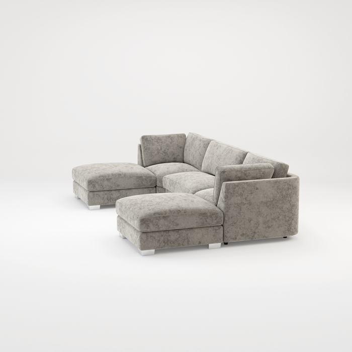 Bishop U Shape Scatter back Corner Sofa Set In Truffle Or Platinum Grey Fabric