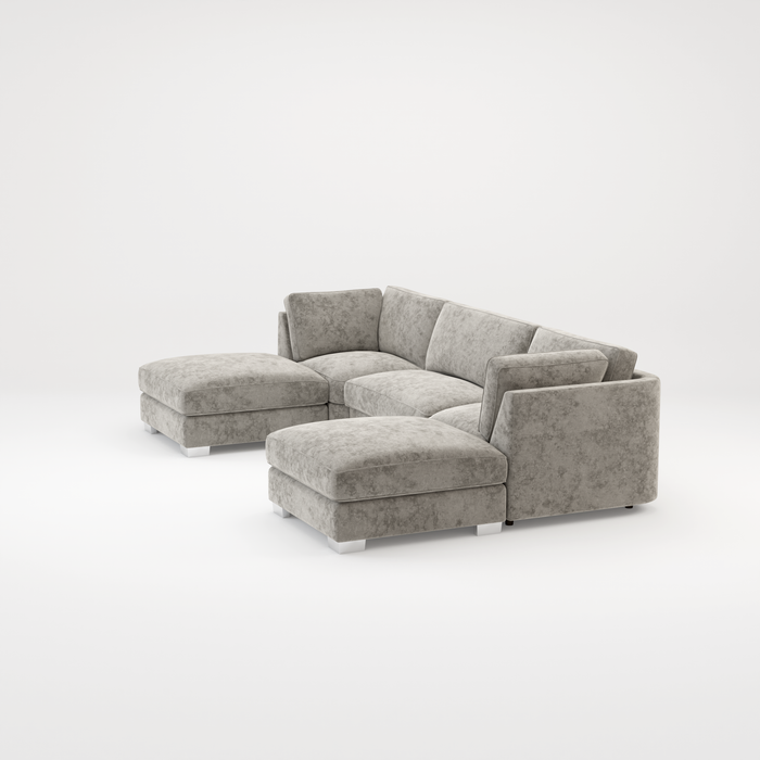 Bishop U Shape Scatter back Corner Sofa Set In Truffle Or Platinum Grey Fabric